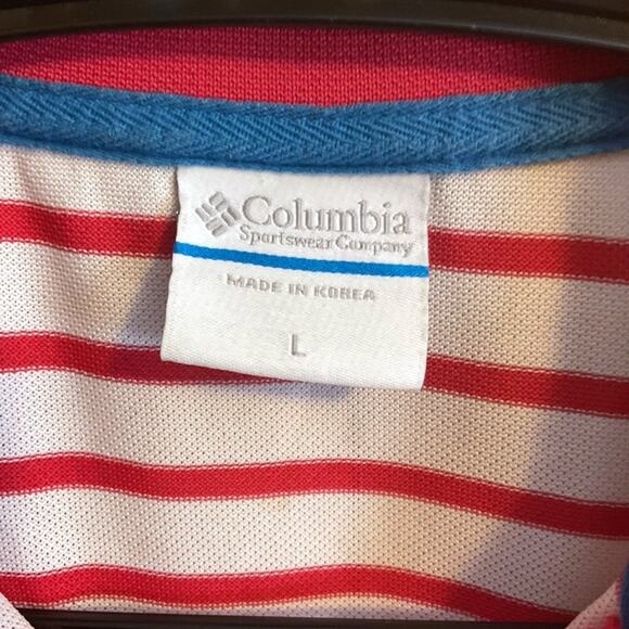 Columbia Shirt Womens L Red White Sleeveless Button Front Collared Lightweight - Picture 3 of 11
